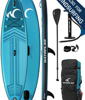 Watrflag Jibe WindSUP Board 10'6'' Set - 320 cm - Inflatable Stand Up Paddle Board also suitable for windsurfing