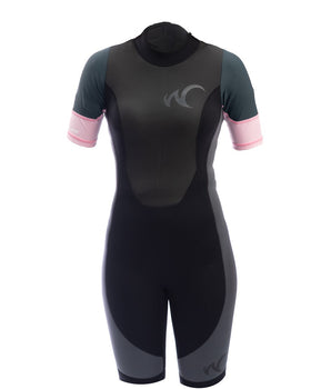 Watrflag Shorty Adelaide Women Pink - 3mm neoprene wetsuit Shorty with lycra short sleeves
