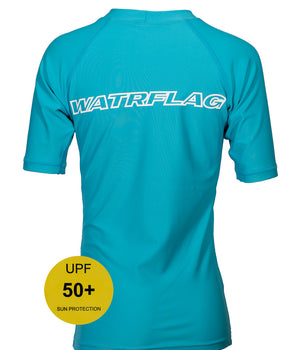 Watrflag Rashguard Valencia Kids Turquoise - UV protective surf shirt short sleeve