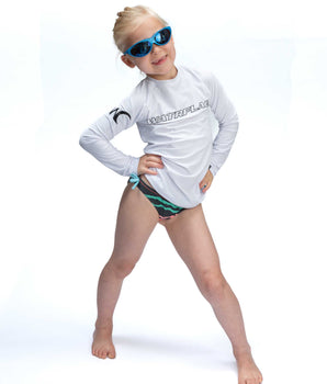 Watrflag Rashguard Malaga Kids White – UV-schützendes Surfshirt mit langen Ärmeln