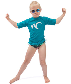 Watrflag Rashguard Valencia Kids  Petrol - UV beschermend surf shirt korte mouw