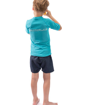 Watrflag Rashguard Valencia Kids Turquoise - UV beschermend surf shirt korte mouw