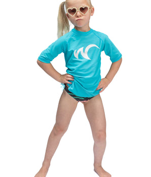 Watrflag Rashguard Malaga Kids Turquoise - UV protective surf shirt long sleeve