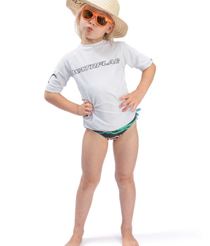 Watrflag Rashguard Valencia Kids White – UV-schützendes Surfshirt mit kurzen Ärmeln