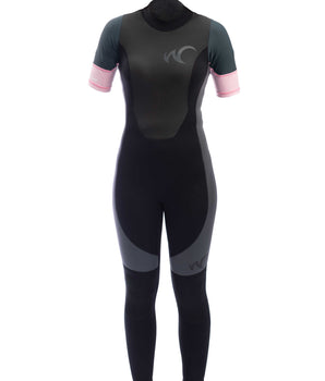 Watrflag wetsuit Sydney Women short sleeves Pink - 3 mm neoprene wetsuit with lycra short sleeves